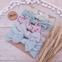 Load image into Gallery viewer, Green/Blue Bow Headband bundle x5