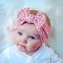 Load image into Gallery viewer, Red Hearts Bow Headband