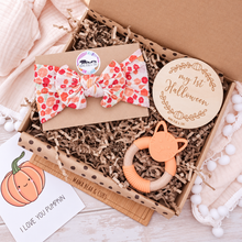 Load image into Gallery viewer, Baby Girl’s First Halloween Gift Box – Bow & Teether Set