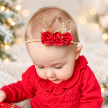 Load image into Gallery viewer, Christmas Reindeer Floral Headband