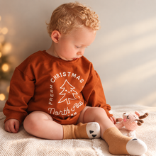 Load image into Gallery viewer, Baby Christmas Tree Romper – Rust Ochre Unisex Christmas Outfit