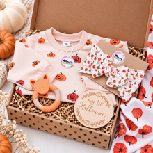 Load image into Gallery viewer, Baby Girl's Pumpkin Romper & Accessories