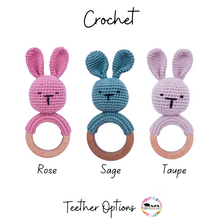 Load image into Gallery viewer, Crochet Rattle Bunny Teether