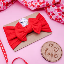 Load image into Gallery viewer, Red Cable Knit Bow Headband
