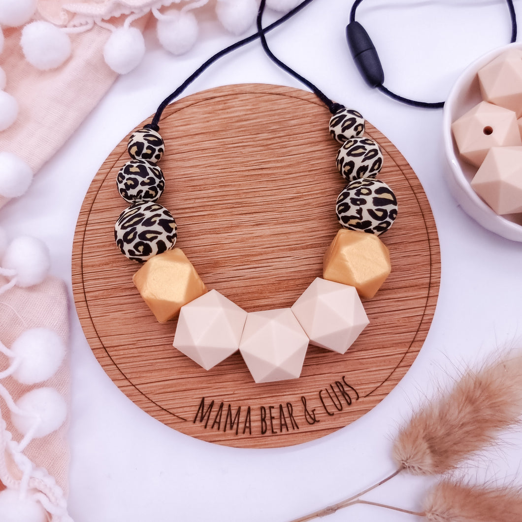 Breastfeeding & Teething Necklace - Honey Leopard