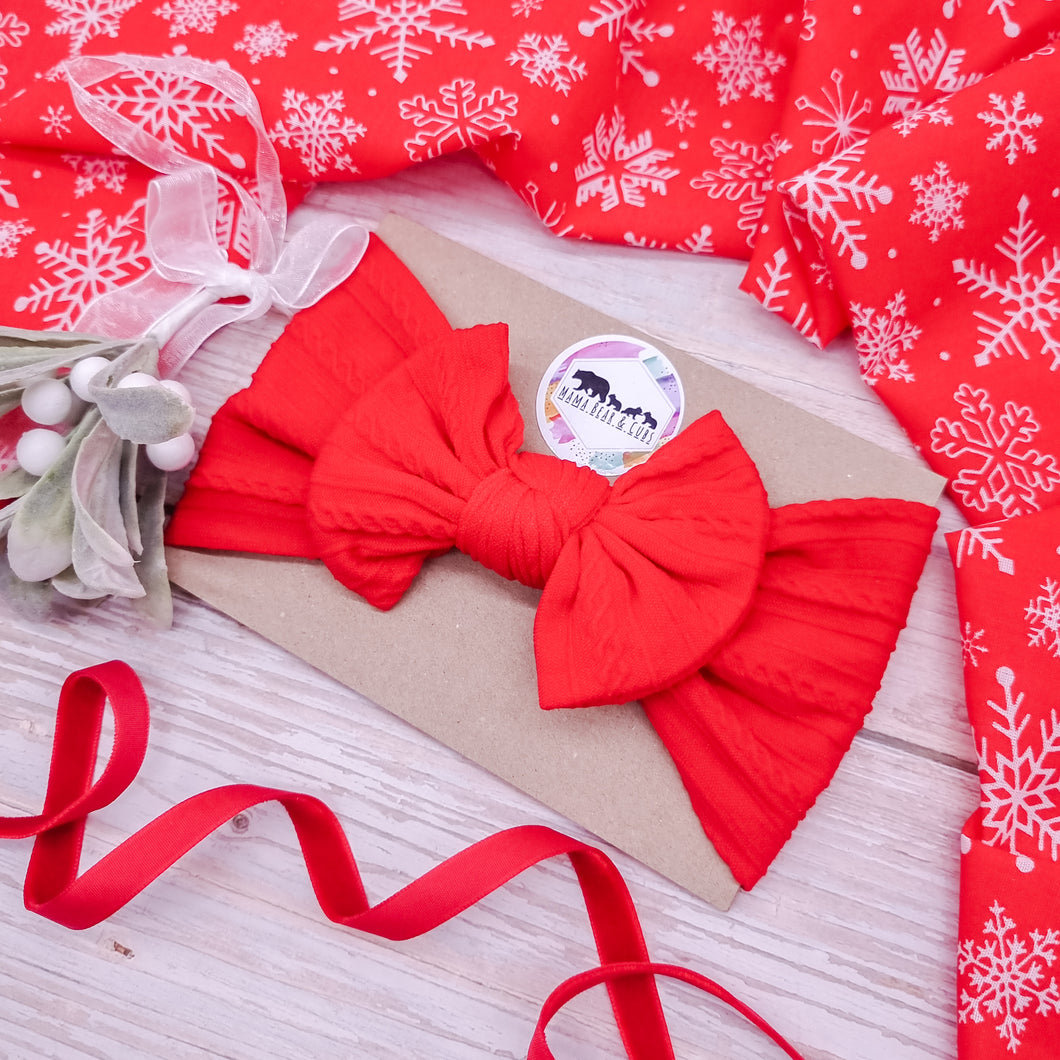 Red Cable Knit Bow