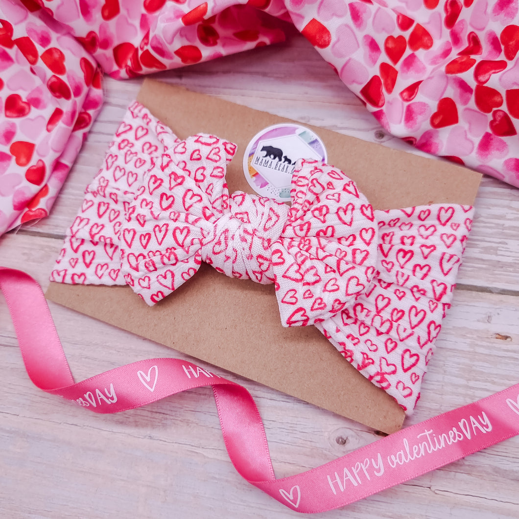 SALE Red Hearts Bow Headband