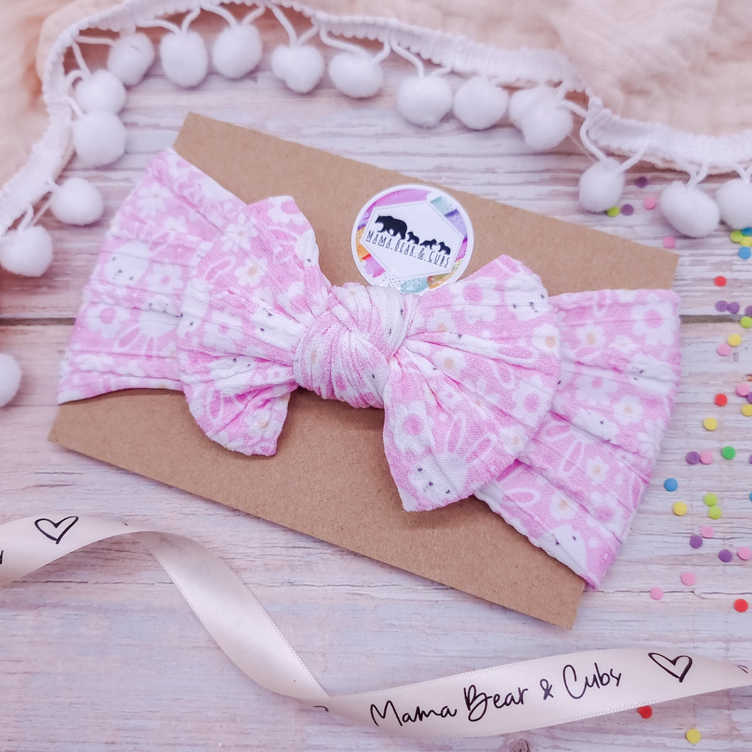 Easter Bow - Pink Bunny