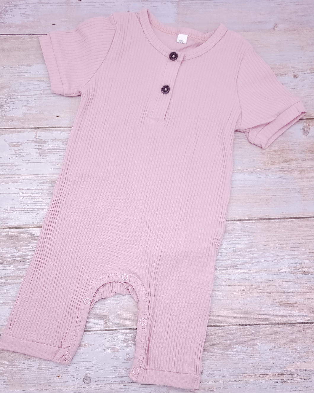 Ribbed Romper - Pink