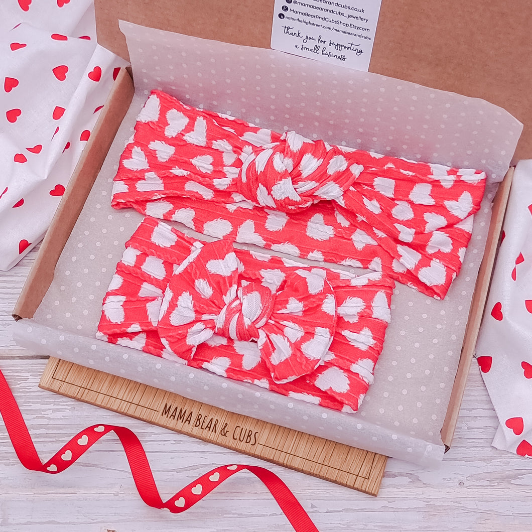 Matching Valentines Headbands - Red Hearts