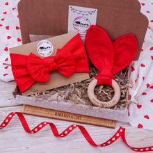 Load image into Gallery viewer, Red Cable Knit Bow Headband
