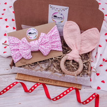Load image into Gallery viewer, Pink Hearts Bow Headband
