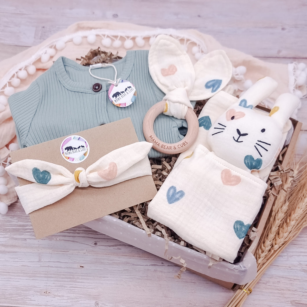Heart Snuggle Bunny Gift Set - Sage