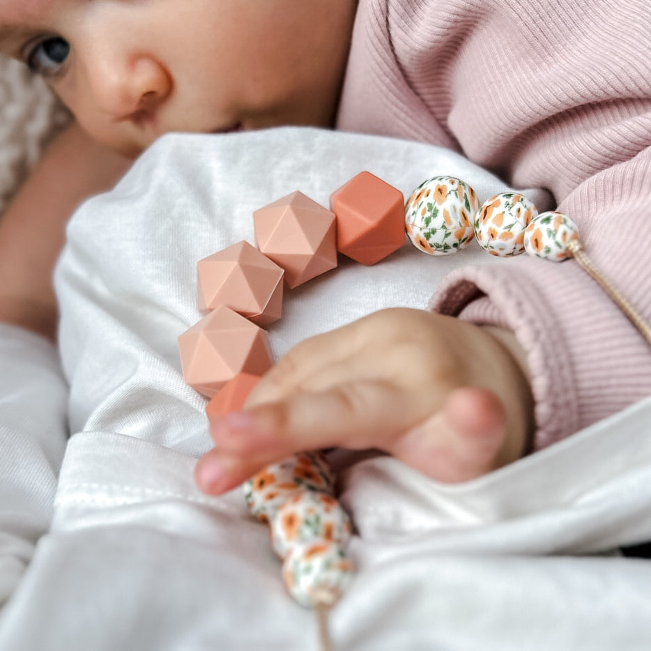 Breastfeeding & Teething Necklace - Peach Blossom