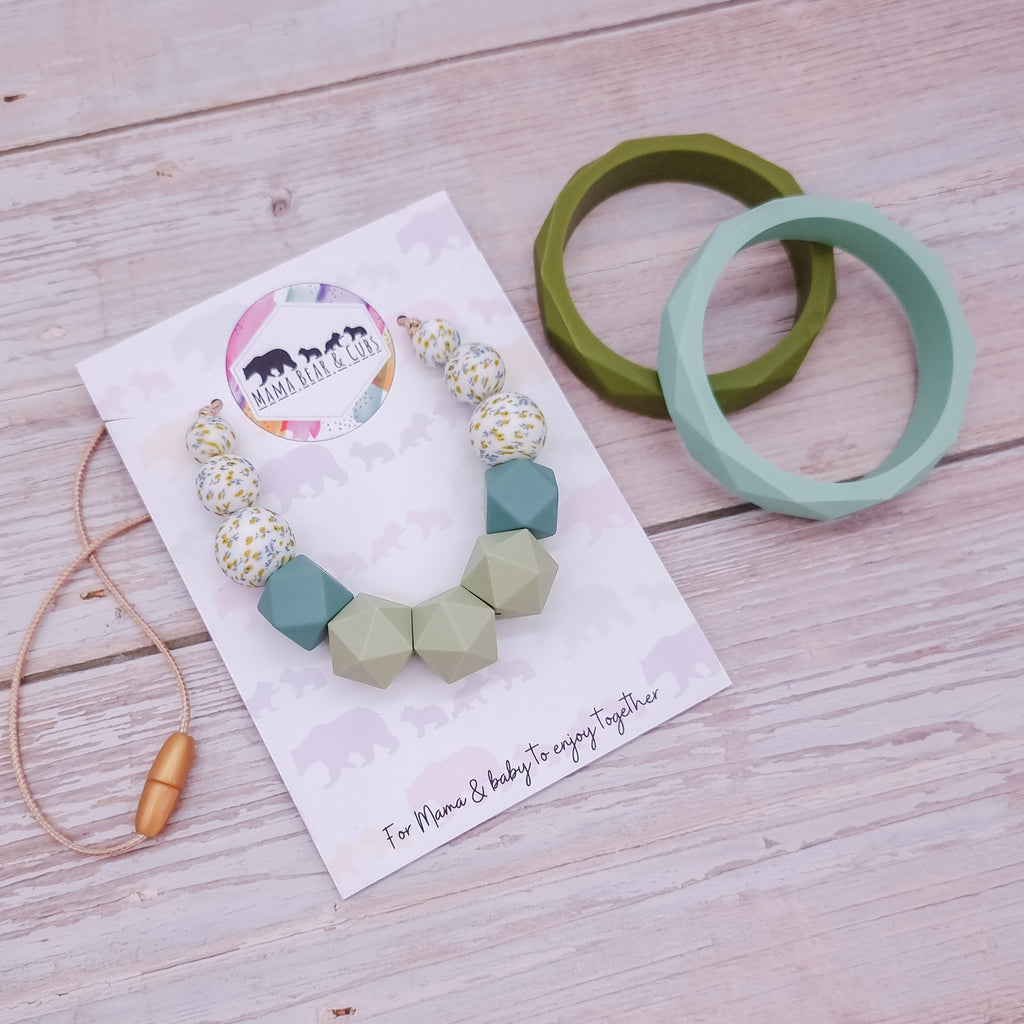 Breastfeeding & Teething Necklace/Bangle Set - Dahlia Bloom