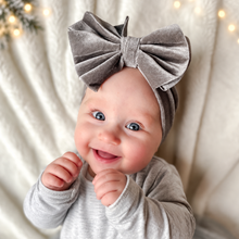 Load image into Gallery viewer, Silver Velvet Bow Headband
