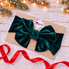 Load image into Gallery viewer, Emerald Velvet Bow Headband
