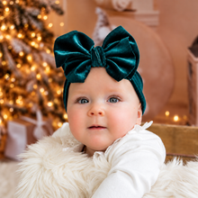 Load image into Gallery viewer, Emerald Velvet Bow Headband
