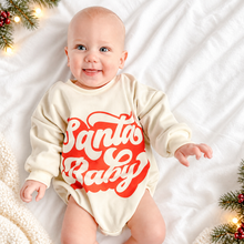 Load image into Gallery viewer, Santa Baby Boy's Cream Christmas Romper
