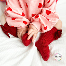 Load image into Gallery viewer, Red Valentines Socks - Mama Bear and Cubs ltd
